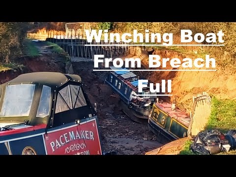 Full Winching Operation: Getting The Boats Out Of The Llangollen Canal Breach.