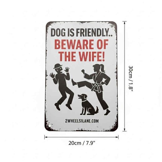 Funny Garage Metal Sign, Dog Friendly Beware Wife, Man Cave Decor - Etsy