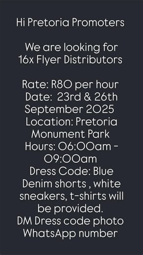 Student Promoters on Instagram: "New Job Alert Pretoria Promoters"