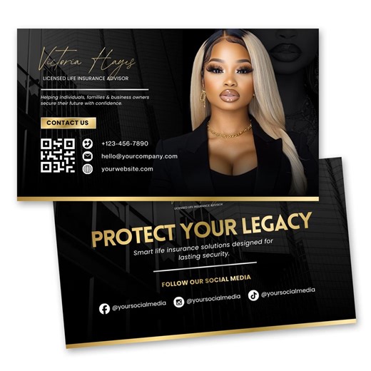 Life Insurance Agent Business Card, Business Card Template, Custom Business Card, Insurance Agent Templates, Insurance Marketing - Etsy