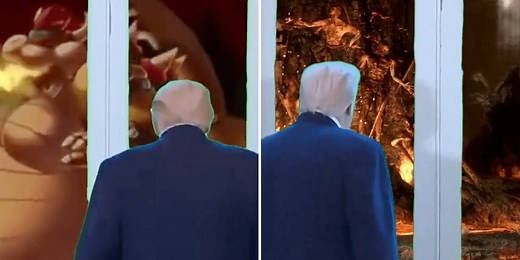 Trump's random moment admiring ballroom renovations turns into hilarious meme