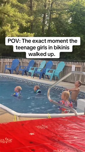 The ball wasn’t what had his attention 😂 #boymom #poolday #parentinghumour