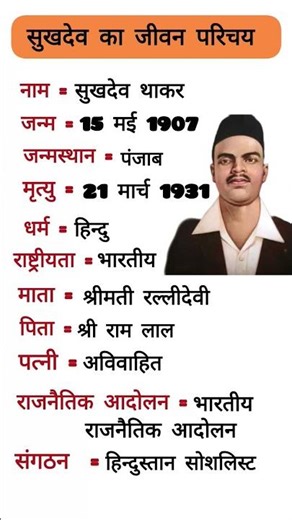 सुखदेव का जीवन परिचय – भारतीय स्वतंत्रता संग्राम के वीर क्रांतिकारी