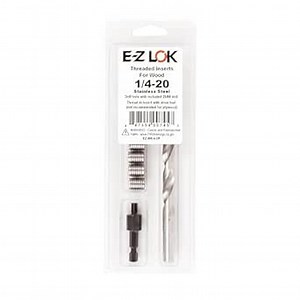 E-Z LOK 400-4-CR Threaded Inserts for Wood, Installation Kit, Stainless Steel, Includes 1/4-20 Knife Thread Inserts (6), Drill, Installation Tool