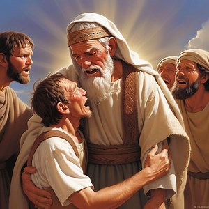 Esau Begs for Isaac's Blessing Esau receives a blessing from his father Isaac, though it is not the primary blessing intended for the heir of the covenant. Isaac, intending to bless Esau with the birthright blessing, is deceived by Jacob and Rebekah, who manipulate the situation to have Jacob receive the blessing meant for Esau. Isaac then gives Esau a separate blessing, which includes agricultural prosperity and lordship, but not the covenantal blessing. Esau's blessing also includes a future o