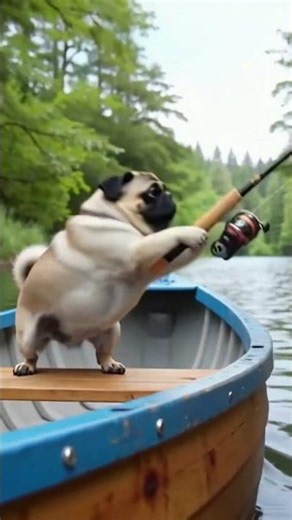 Just out fishing #pug #kids #fishing