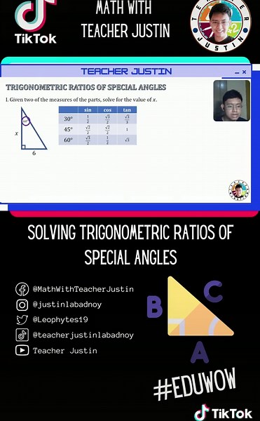 Solving Trigonometric Ratios of Special Angles [Example 9] #MathWithTeacherJustin #Math #EduWow #LearnOnTikTok #TikTokSwela #EduTokPh #TikTokSwela