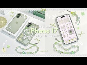 iPhone 17 (sage green) unboxing + decoration🍏🍀aesthetic iOS customization, accessories, camera test