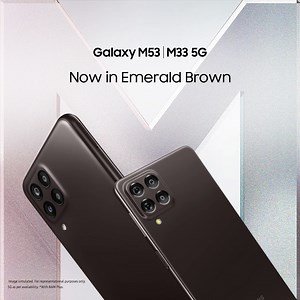 Here come the #GalaxyM53 5G and the #GalaxyM33 5G in an all-new #EmeraldBrown color. Packed with exciting features like Voice Focus, Auto Data Switching and up to 16GB RAM, the Galaxy M53 5G and Galaxy M33 5G are a device that’s #UpForItAll. The Galaxy M53 5G comes at an introductory price starting ₹ 23999*, inclusive of bank offer. Head over to Amazon India: http://spr.ly/6185z3IbL or visit the Samsung online store: http://spr.ly/6186z3Ib0 to buy now. #Samsung | Samsung