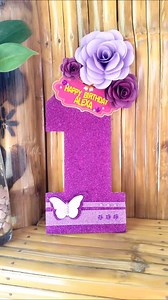 Purple Paper Flowers Standee for 1st Birthday Idea #purple #standee #paperflowers | Adela E