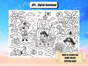 Pirate Pals Coloring Sheet Template | JPG Digital Downlaod - Etsy