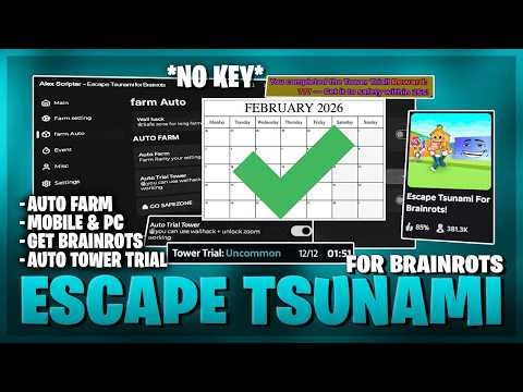 BEST [TOWER] Escape Tsunami Brainrots Script 2026 🌊🧠🔥 NO KEY Auto Trial Dupe OP GUI Free! 💰🚀