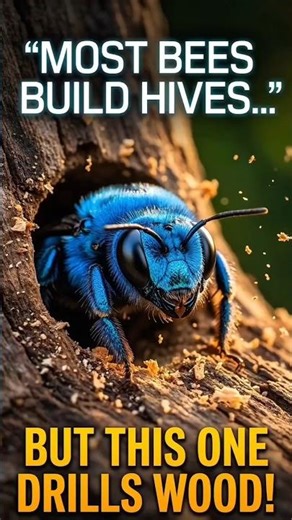 Most Bees Build Hives… But This Blue Carpenter Bee DRILLS Wood?! 😳🐝