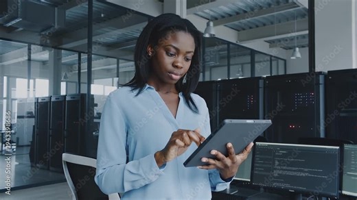 Data management and server monitoring at a tech center with a focus on system efficiency and user interaction