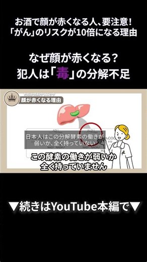 49 お酒で顔が赤くなる人、要注意！「がん」のリスクが10倍になる理由①｜【胃腸と内視鏡の専門チャンネル】たなか内科クリニック #shorts