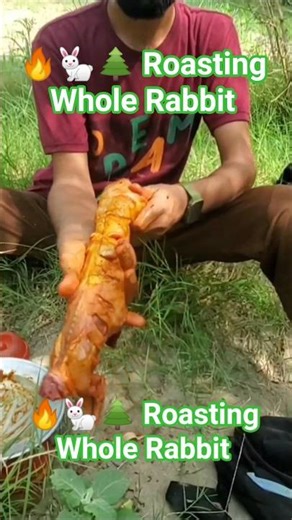 🔥🐇🌲 Roasting Whole Rabbit in Deep Forest | Wild Cooking shorts