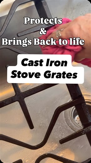 Cindy Hendler Home Cleaning Tips & Advice on Instagram: "This is how I clean cast iron stove grates ⤵️ I’m showing the supplies I use and the exact process for cleaning stove grates that protects them & keep them looking fabulous Want the supplies? Just comment ~CAST IRON and I’ll send you the links Happy Cleaning 🏠🧽 #cleankitchen #cleanhome #cleaningtipsandtricks"