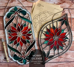 PATTERNS • Poinsettia Flower Stained Glass Patterns • Digital Download: Hobby License - Etsy