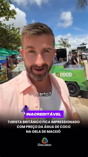 Danilo | Notícias | Marketing digital on Instagram: "💧🥥 Preço da água de coco em Maceió chama atenção nas redes sociais Um vídeo gravado em Maceió ganhou grande repercussão nas redes sociais nos últimos dias ao destacar um detalhe simples, mas que chamou a atenção de muita gente: o preço da água de coco na capital alagoana. O conteúdo foi publicado pelo influenciador digital Nick Whincup, conhecido como Nick no Brasil, que estava na cidade produzindo vídeos quando se surpreendeu com a situação