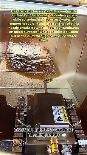 Tracked Robot Power-Washes Industrial HVAC Ducts in Tight Spaces #ductcleaning #robottech #hvacjob