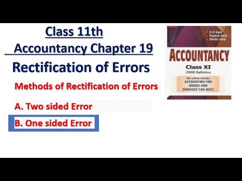 One sided error of Rectification of errors Chapter 18 Accountancy