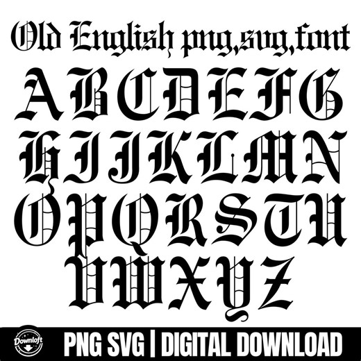 Old English Alphabet Svg Png, Old English Font, Old English Letters and Numbers, Clipart ,files for Cricut, Font OTF TTF, Digital Download - Etsy
