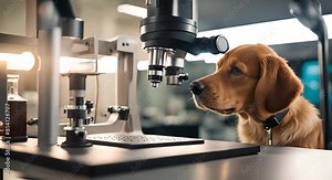 Dog with a microscope.