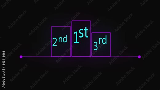 Winner podium with 1st, 2nd, and 3rd place icon animation. Podium 1st 2nd 3rd stage animation on white background 4k .