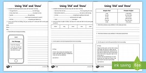 Using 'Did' and 'Done' Differentiated Worksheet Pack