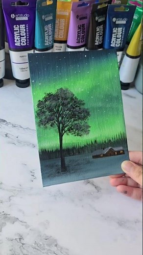 Easy Way to Paint The Northern Lights/ Acrylic Painting Ideas for Beginners