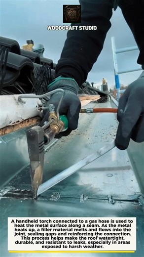 Metal Roof Seam Sealing with Gas Torch | Fast Leak Repair #roofing #metalwork #shorts Process Pro!!