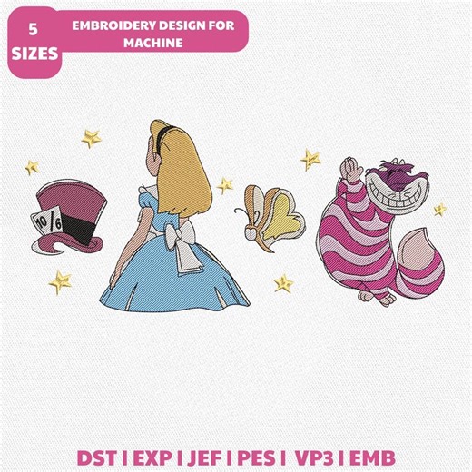 Alice in Wonderland Machine Embroidery File, Magic Kingdom Design (instant Download) - Etsy