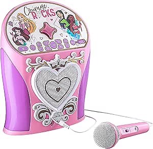 eKids Disney Princess Karaoke Machine, Bluetooth Speaker with Microphone for Kids, Speaker with USB Port to Play Music, Easily Access Disney Karaoke Playlists with New EZ Link Feature