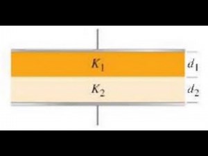 (24-60) Two different dielectrics fill the space between the plates of a parallel-plate capacitor as