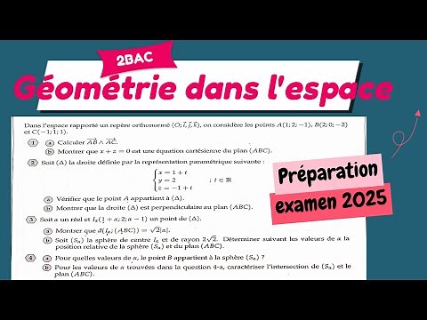 Géométrie dans l'espace 2BAC || exercice corrigé préparation examen