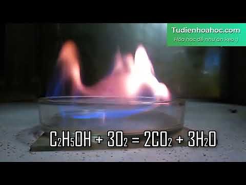 Phản ứng C2H5OH + O2. Dung dịch etanol (rượu etylic) cháy trong khí oxy