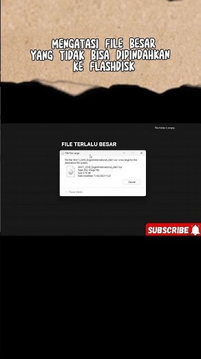 Mengatasi file besar tidak bisa dipindahkan ke flashdisk #tutorial #windows #creative