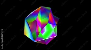 Iridescent Low Polygon Angular Sphere Shape Twisting and Turning in a Perfect Animation Loop. RGB Straight plus Alpha Matte Included. Stock Video