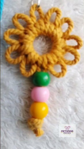 Boho Macrame Flower Keychain with Tassel | Easy DIY | #shorts #macramekeychain #handmadekeychain