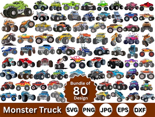Monster Truck Svg, Monster Truck Png Bundle, Monster Truck, Kids Monster Truck, Monster Truck Clipart, for Cricut, Silhouette, Png, Dxf - Etsy