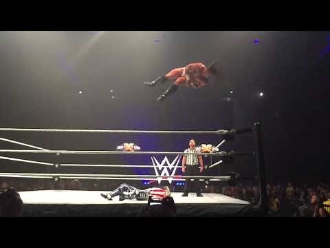 Adrian Neville PAC slow motion red arrow finisher at WWE live in Newcastle 12 Nov 2014 #wwe #aew