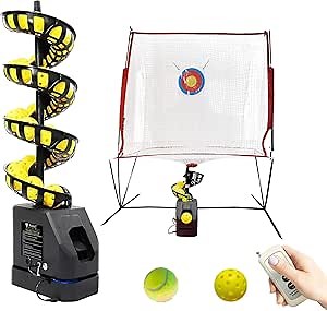 Pickleball Machine Ball Thrower Tennis Ball Machine with Catch Net, Remote-Controlled Portable, Built-in 5200mAh Lithium Battery, The Ideal Choice for Portable Pickleball Match Buddy