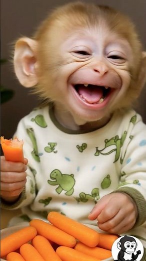 Adorable Baby Monkey Enjoys Fresh Carrots 🥕🐒 | So Cute & Funny
