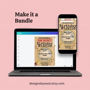 Spy Party Invitation | Top Secret Birthday Mission (canva Template) - Etsy