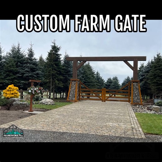Transforming a property starts at the very first impression. This stunning ranch entrance gate features a custom design, crafted with precision and care to complement the beauty of the land it welcomes. Every detail is thoughtfully executed, making a statement before you even step inside. #CustomTimberGate #RanchEntrance #TimberFrame #MortiseAndTenon #DouglasFir #OutdoorLiving #FrameworkPlus #CraftedWithCare #CustomDesign #SmallBusinessCraftsmanship #TimberConstruction | Frame Work Plus, Inc