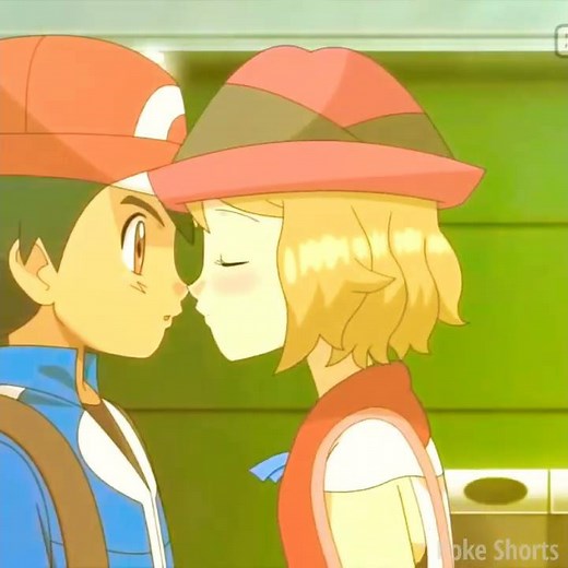 Ash x Serena 💕 Serena kiss Ash 💕 Ash and Serena love whatsapp status..#shorts #Pokemon