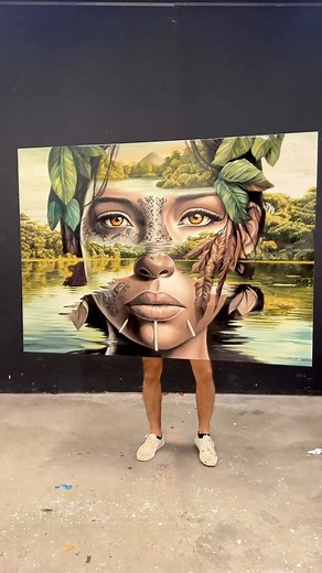 Painting the essence of the Amazon rainforest 🎨🌎 Each canvas of this « World faces » series represents a face, but this face is formed by landscapes from different parts of the world. Each canvas tells the story of a person linked to a place, a culture and a people. This series of paintings is a true celebration of humanity’s diversity and beauty. I’ll start my next « World faces » soon!Which destination would you like to discover next? 🤔🌍#visagesdumonde #worldfaces #contemporaryart #contemp