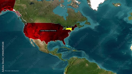 USA and New York Location on World Map