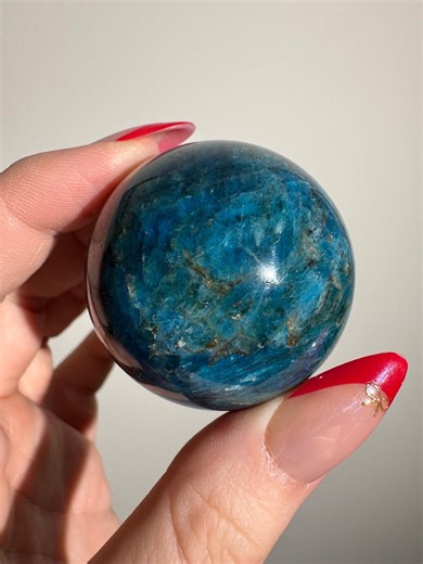 Flashy Blue Apatite Sphere | Brazilian Crystal With Stand - Etsy Canada