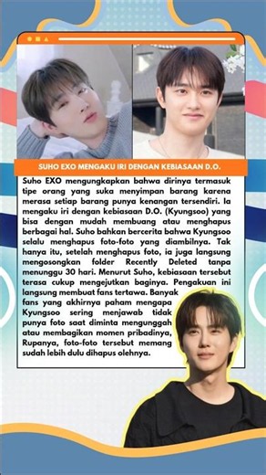 Suho EXO Ungkap Kebiasaan D.O. Yang Hobi Hapus Foto #shorts #fyp